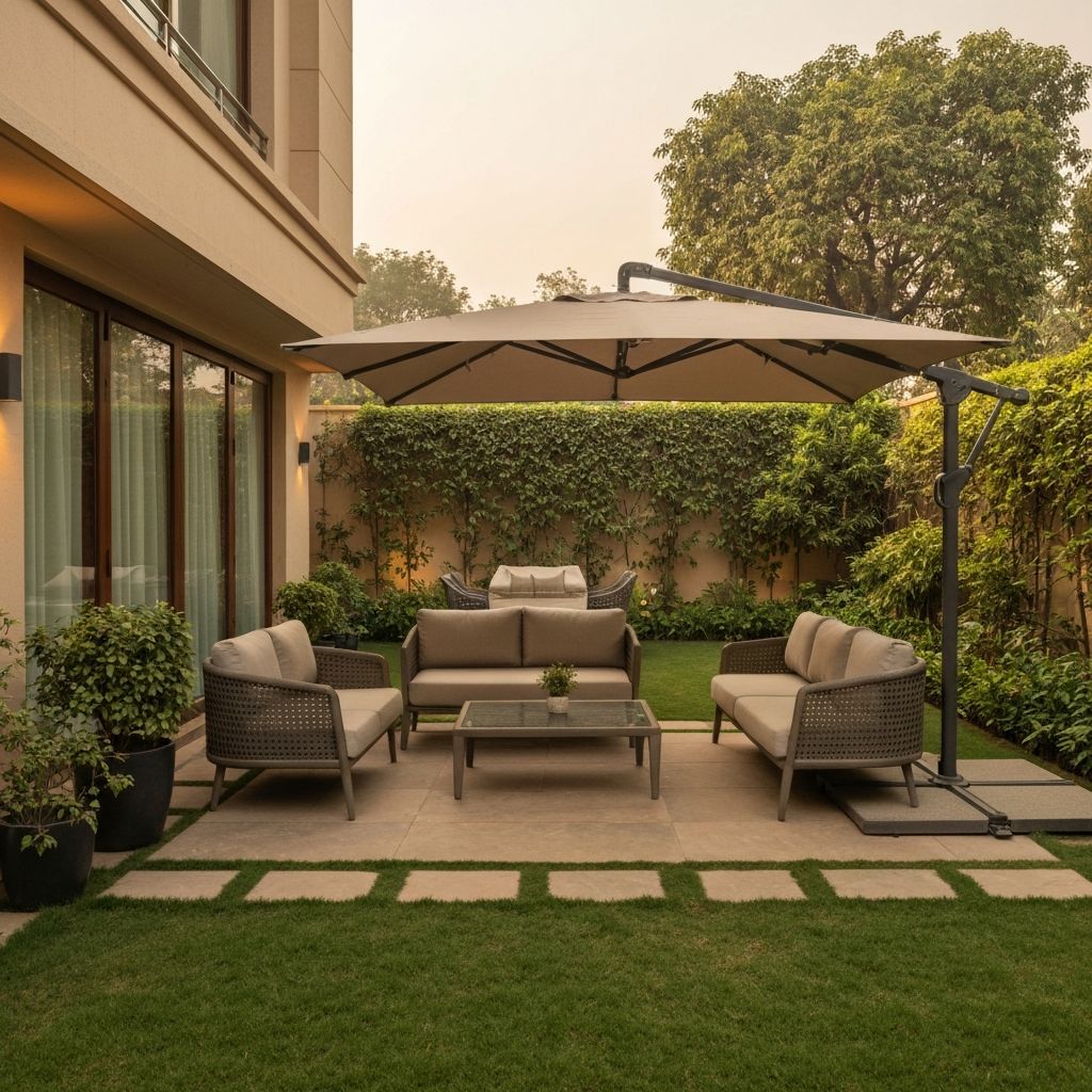 Luxury garden umbrella outdoor space Delhi